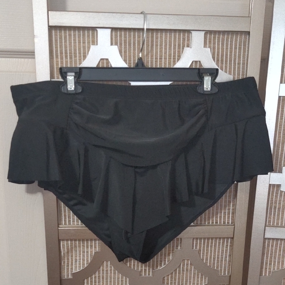 Black Ruffled Swim Bottoms